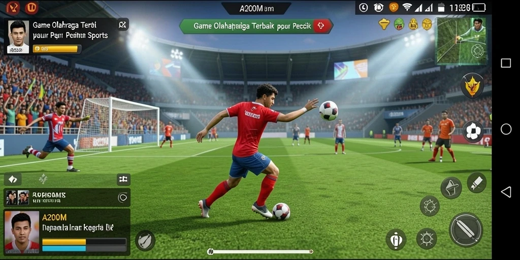 Tampilan gameplay A200M yang memukau di lapangan olahraga.