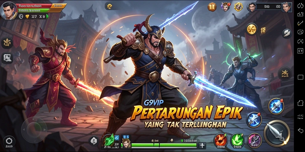 Tampilan grafis G9VIP yang menegangkan dan penuh aksi.