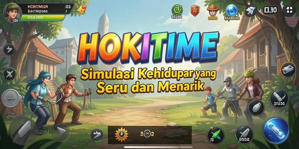 Screenshot HOKITIME menampilkan karakter yang berinteraksi dalam dunia simulasi yang hidup.