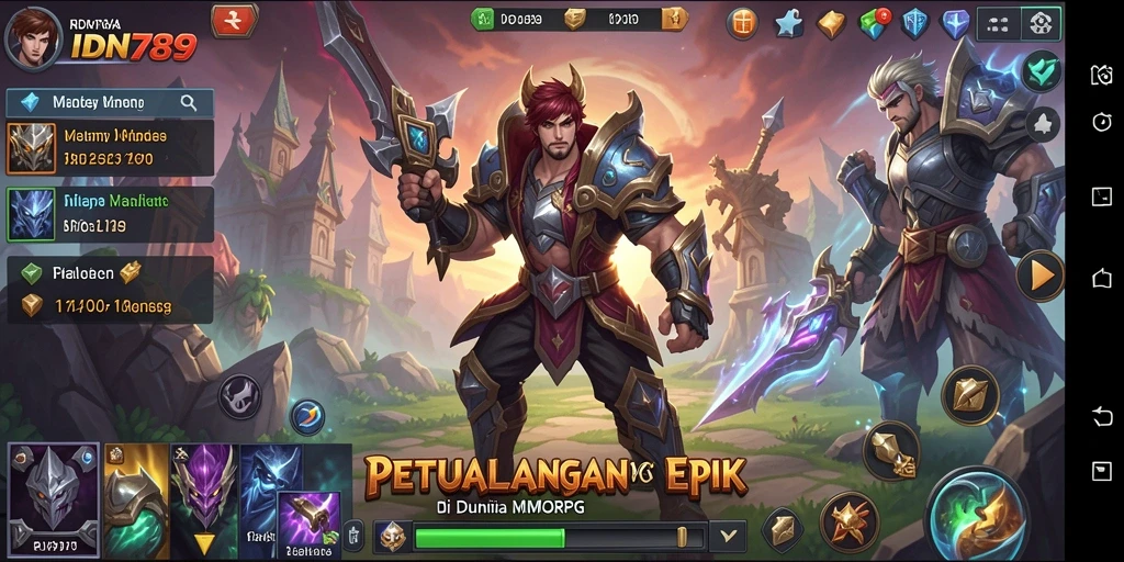 Screenshot utama IDN789 menampilkan aksi seru dalam pertempuran MMORPG.
