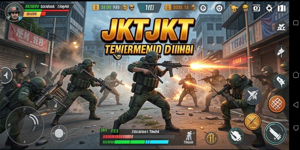 Screenshot gameplay menampilkan aksi tempur seru di JKTJKT.