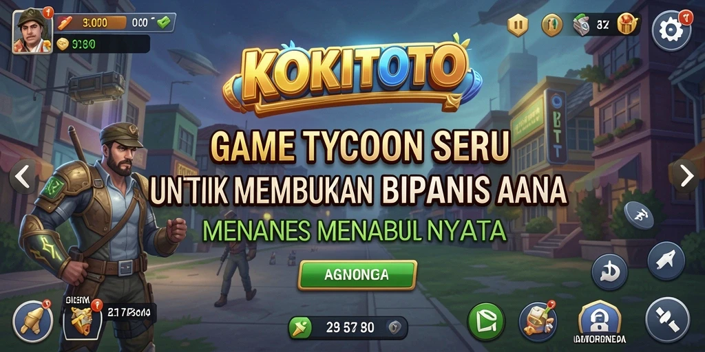 Screenshot gameplay KOKITOTO yang menampilkan momen membangun bisnis.