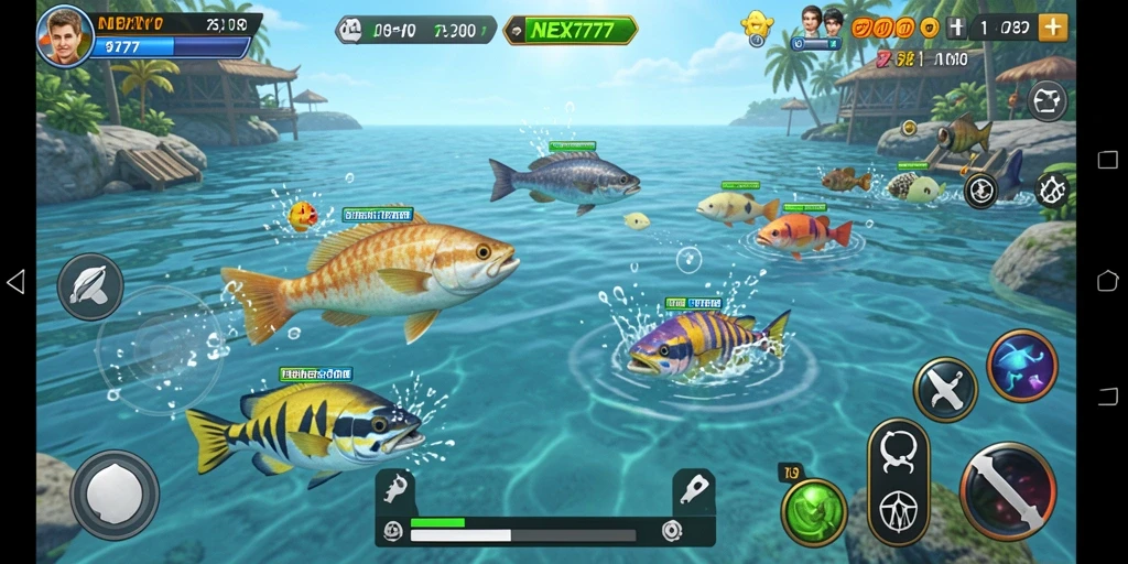 Tampilan aksi seru dalam game Tembak Ikan NEX777.