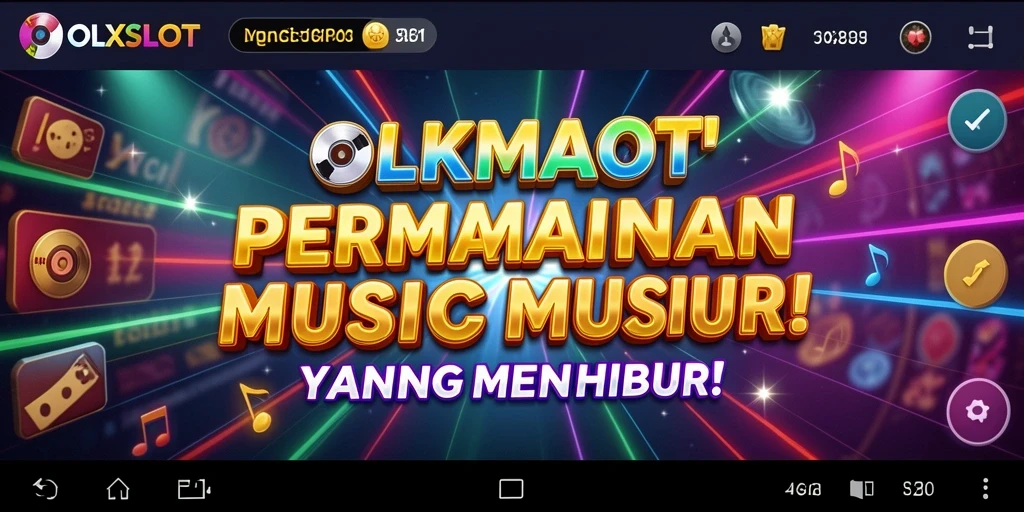 Screenshot OLXSLOT menampilkan antarmuka permainan yang penuh warna dengan nuansa musik.