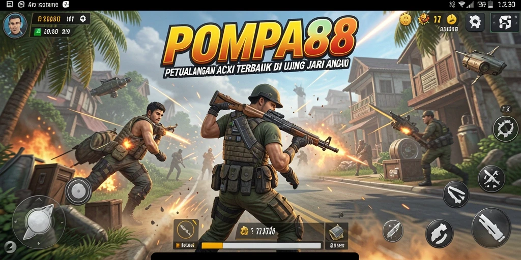 Tangkapan layar gameplay POMPA88 menampilkan pertempuran yang mendebarkan.