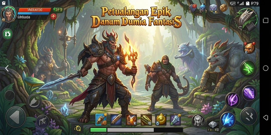 Screenshot menampilkan aksi seru dalam game RPG RP79.
