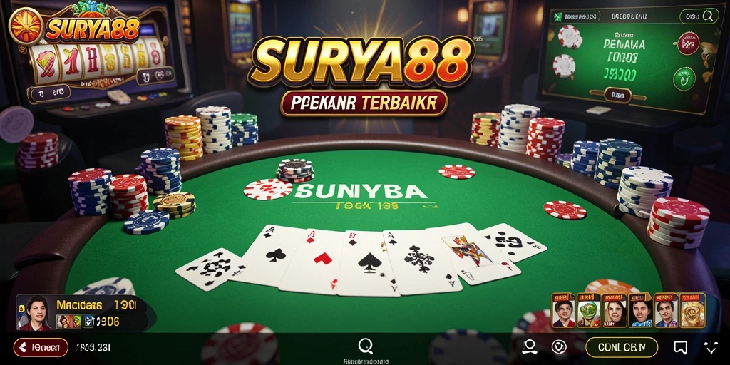 Screenshot SURYA88 menampilkan gameplay Poker yang menegangkan dan interaktif.